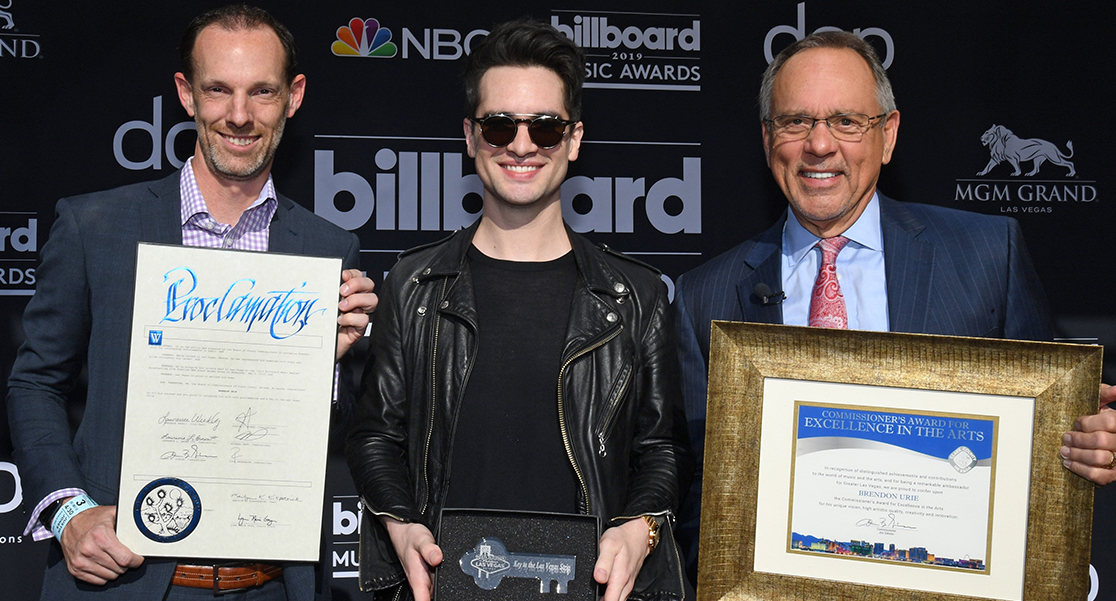 BRENDON URIE OF PANIC! AT THE DISCO HONOURED BY CITY OF LAS VEGAS WITH THE KEY TO THE CITY﻿